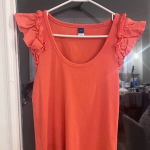 Old Navy Bright Coral Ruffled Tank Top